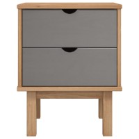 Vidaxl Bedside Cabinet Otta Brown&Gray 18.1X15.6X22.4 Solid Wood Pine