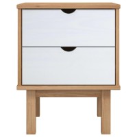 vidaXL Bedside Cabinet OTTA Brown&White 17.7