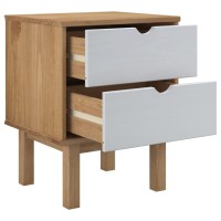 vidaXL Bedside Cabinet OTTA Brown&White 17.7