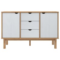 Vidaxl Sideboard Otta Brown And White 44.7X16.9X28.7 Solid Wood Pine