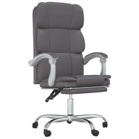 vidaXL Reclining Office Chair Gray Faux Leather