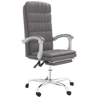 Vidaxl Reclining Office Chair Gray Faux Leather