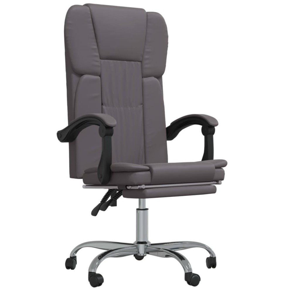 Vidaxl Reclining Office Chair Gray Faux Leather