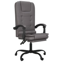 vidaXL Massage Reclining Office Chair Gray Faux Leather