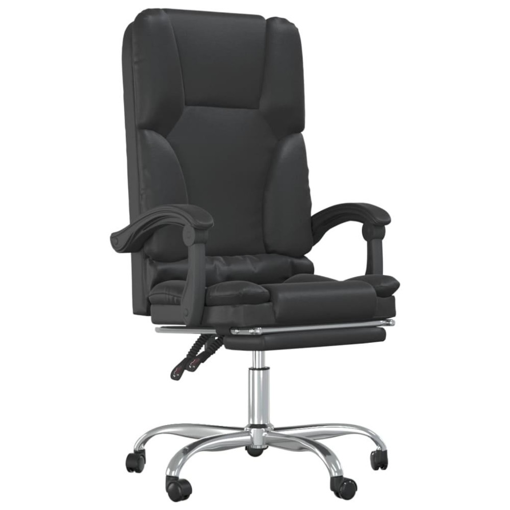 vidaXL Massage Reclining Office Chair Black Faux Leather