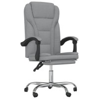 vidaXL Reclining Office Chair Light Gray Fabric