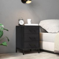 Vidaxl Bedside Cabinet Black 15.7X11.8X21.7 Solid Wood Pine