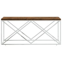 vidaXL Coffee Table Stainless Steel and Solid Wood Reclaimed