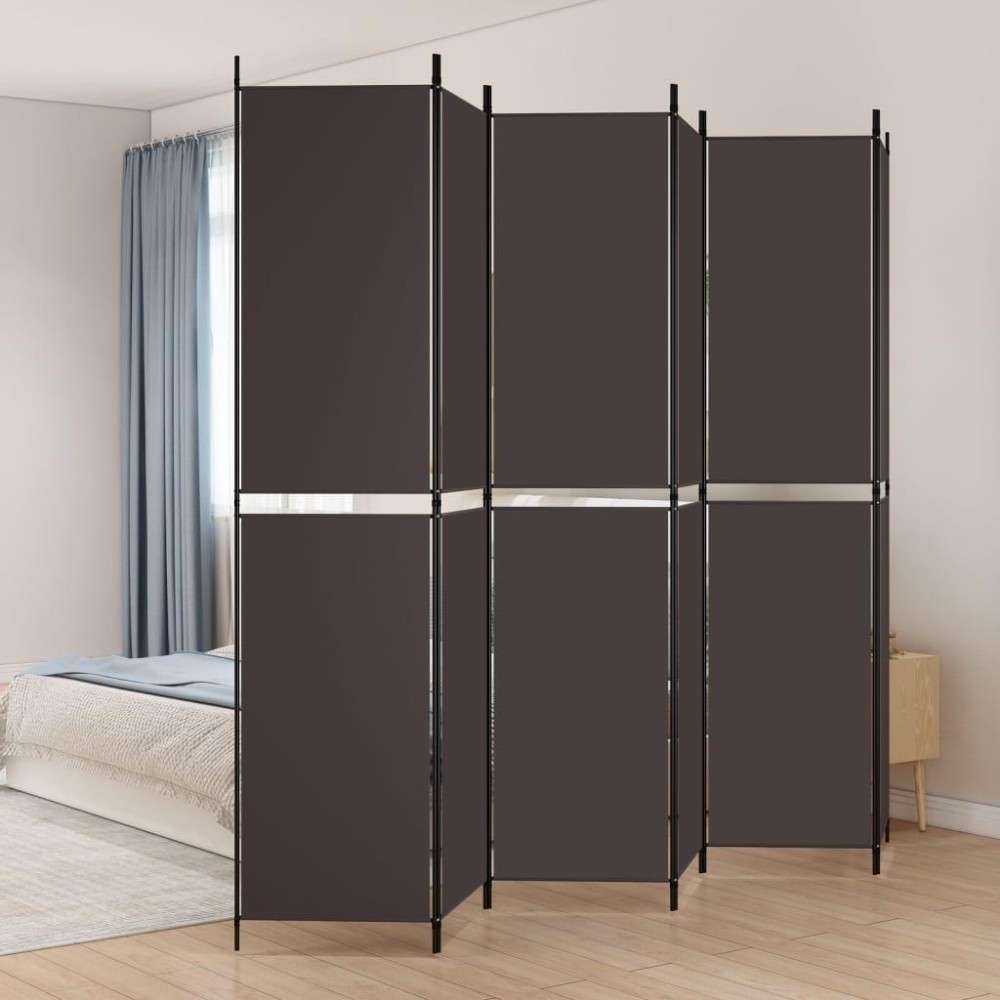 Vidaxl 6-Panel Room Divider Brown 118.1X86.6 Fabric