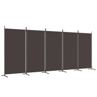 Vidaxl 5-Panel Room Divider Brown 170.5X70.9 Fabric