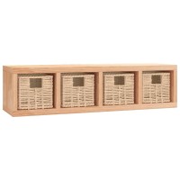 Vidaxl Wall Shelf With Baskets 24.4X7.1X6.3 Solid Wood Walnut