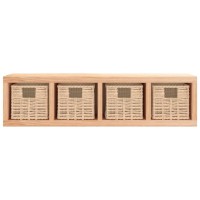 Vidaxl Wall Shelf With Baskets 24.4X7.1X6.3 Solid Wood Walnut