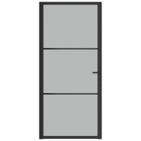 Vidaxl Interior Door 36.6X79.3 Black Matt Glass And Aluminum