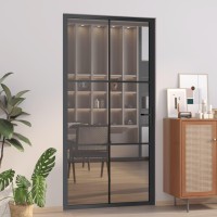 Vidaxl Interior Door 40.4X79.3 Black Esg Glass And Aluminum