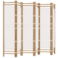 Vidaxl Folding 6-Panel Room Divider 94.5 Bamboo And Canvas