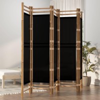 Vidaxl Folding 5-Panel Room Divider 78.7 Bamboo And Canvas