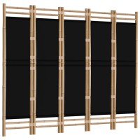 Vidaxl Folding 5-Panel Room Divider 78.7 Bamboo And Canvas