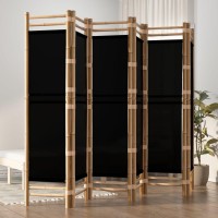 Vidaxl Folding 6-Panel Room Divider 94.5 Bamboo And Canvas