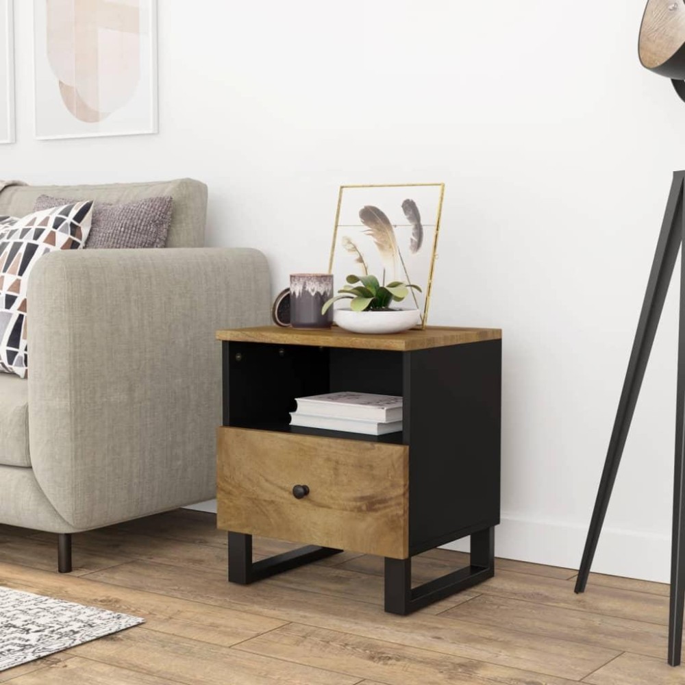 Vidaxl Bedside Cabinet Solid Wood Mango&Engineered Wood