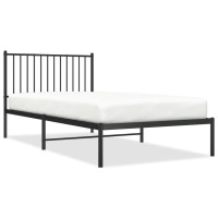 vidaXL Metal Bed Frame with Headboard Black 39.4