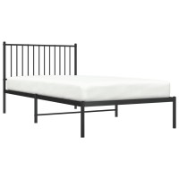 vidaXL Metal Bed Frame with Headboard Black 39.4