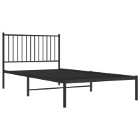 vidaXL Metal Bed Frame with Headboard Black 39.4