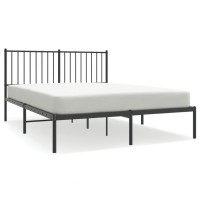 Vidaxl Metal Bed Frame With Headboard Black 53.9X74.8