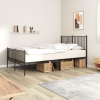 vidaXL Metal Bed Frame with Headboard and Footboard Black 53.9