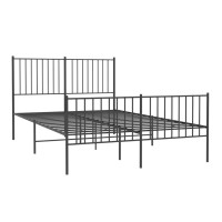 vidaXL Metal Bed Frame with Headboard and Footboard Black 53.9