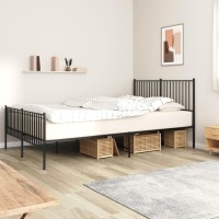 vidaXL Metal Bed Frame with Headboard and Footboard Black 59.8