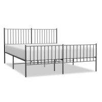 vidaXL Metal Bed Frame with Headboard and Footboard Black 59.8