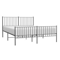 vidaXL Metal Bed Frame with Headboard and Footboard Black 59.8