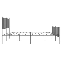 vidaXL Metal Bed Frame with Headboard and Footboard Black 59.8