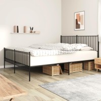 vidaXL Metal Bed Frame with Headboard&Footboard Black 72