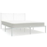 vidaXL Metal Bed Frame with Headboard White 59.8