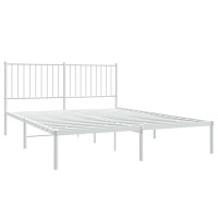 vidaXL Metal Bed Frame with Headboard White 59.8