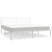 vidaXL Metal Bed Frame with Headboard White 72