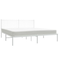 vidaXL Metal Bed Frame with Headboard White 72