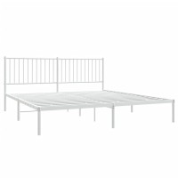 vidaXL Metal Bed Frame with Headboard White 72