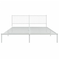 vidaXL Metal Bed Frame with Headboard White 72