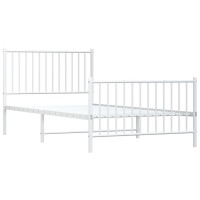 vidaXL Metal Bed Frame with Headboard and Footboard White 39.4