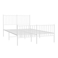 vidaXL Metal Bed Frame with Headboard and Footboard White 53.9