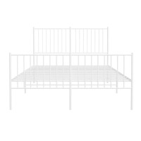 vidaXL Metal Bed Frame with Headboard and Footboard White 53.9