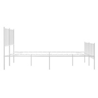 vidaXL Metal Bed Frame with Headboard and Footboard White 53.9