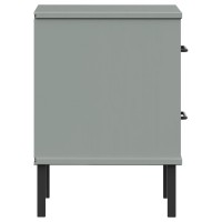 vidaXL Bedside Cabinet with Metal Legs Gray Solid Wood Pine OSLO