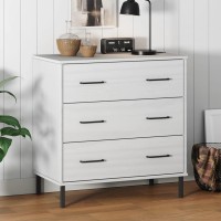 Vidaxl Sideboard With 3 Drawers White 30.3X15.7X31.3 Solid Wood Oslo