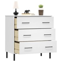 Vidaxl Sideboard With 3 Drawers White 30.3X15.7X31.3 Solid Wood Oslo