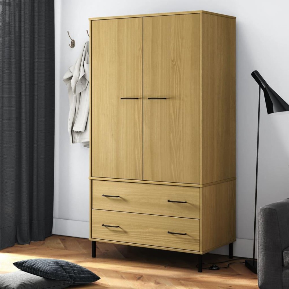 vidaXL Wardrobe with Metal Legs Brown 35.4