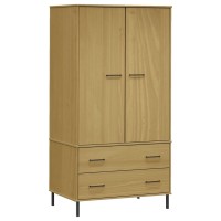 vidaXL Wardrobe with Metal Legs Brown 35.4