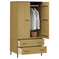 vidaXL Wardrobe with Metal Legs Brown 35.4